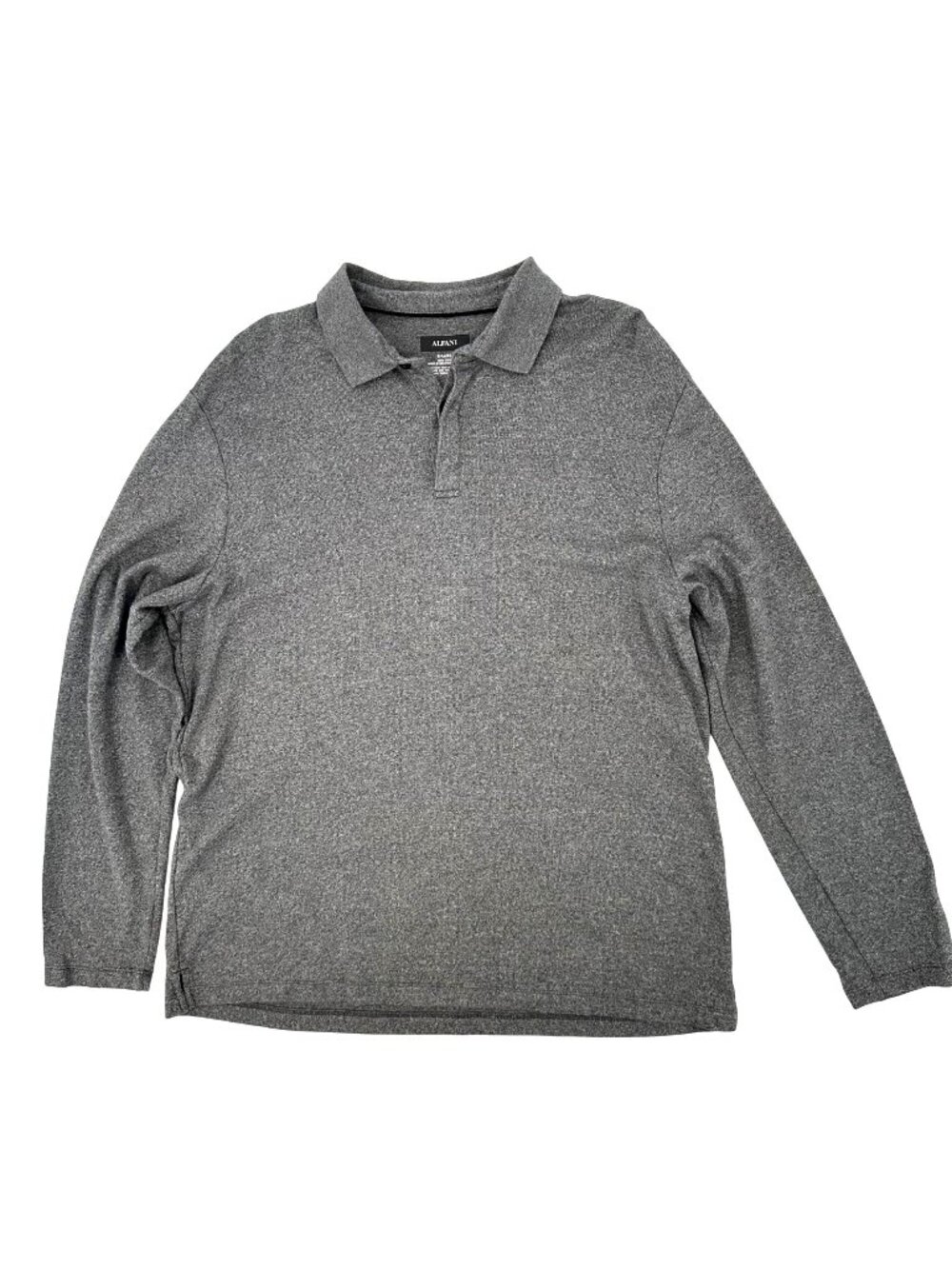 Alfani Mens Gray Long-Sleeve Polo Shirt X-Large 100% Cotton Made In Malaysia